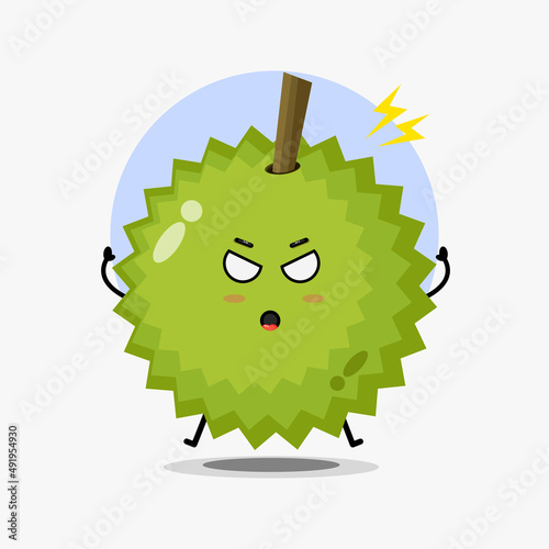 Cute durian character is angry