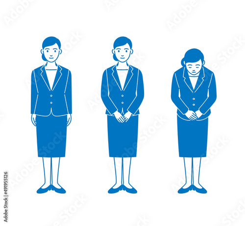 お辞儀をするビジネスマン女性  1色