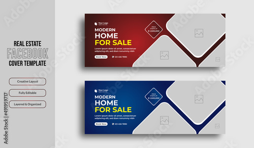 Real estate house sale facebook cover and web banner template 