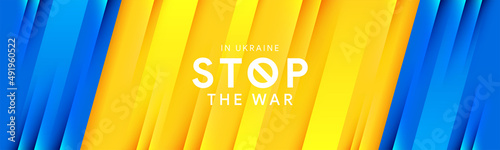 Stop the war in Ukraine flag blue yellow banner against praying concept ukraine icon in the shape of heart Save