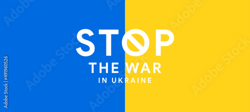 Stop the war in Ukraine flag blue yellow banner against praying concept ukraine icon in the shape of heart Save