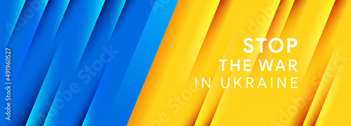 Stop the war in Ukraine flag blue yellow banner against praying concept ukraine icon in the shape of heart Save
