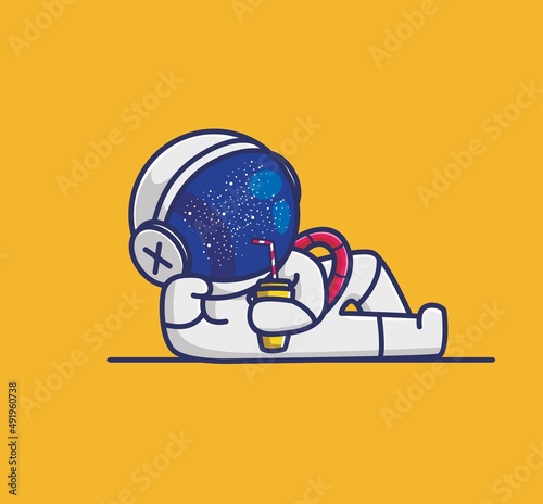 cute astronaut drinking lemon juice. cartoon travel holiday vacation summer concept Isolated illustration. Flat Style suitable for Sticker Icon Design Premium Logo vector. Mascot Character