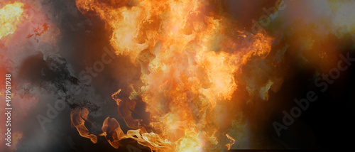 Obraz na plátně fire flames and smoke 3d-illustration