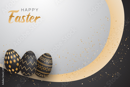 Elegant easter background with black gold eggs