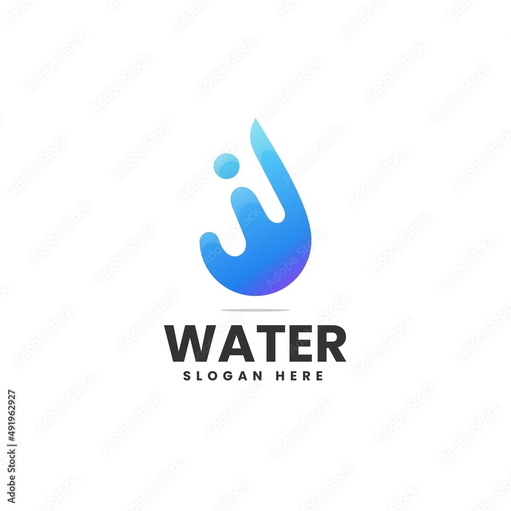 Fototapeta premium Vector Logo Illustration Water Gradient Colorful Style.