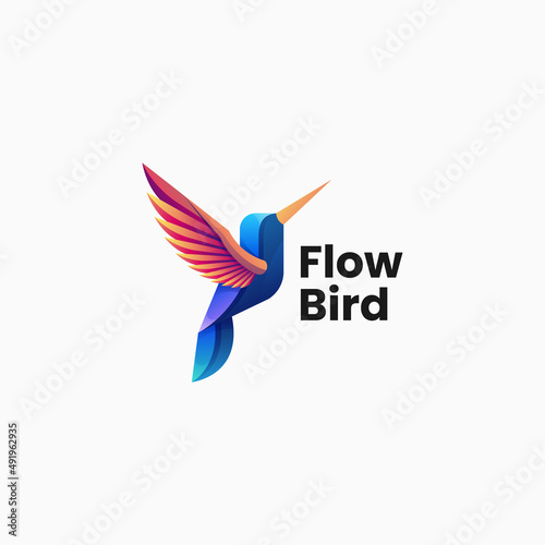 Vector Logo Illustration Bird Gradient Colorful Style.