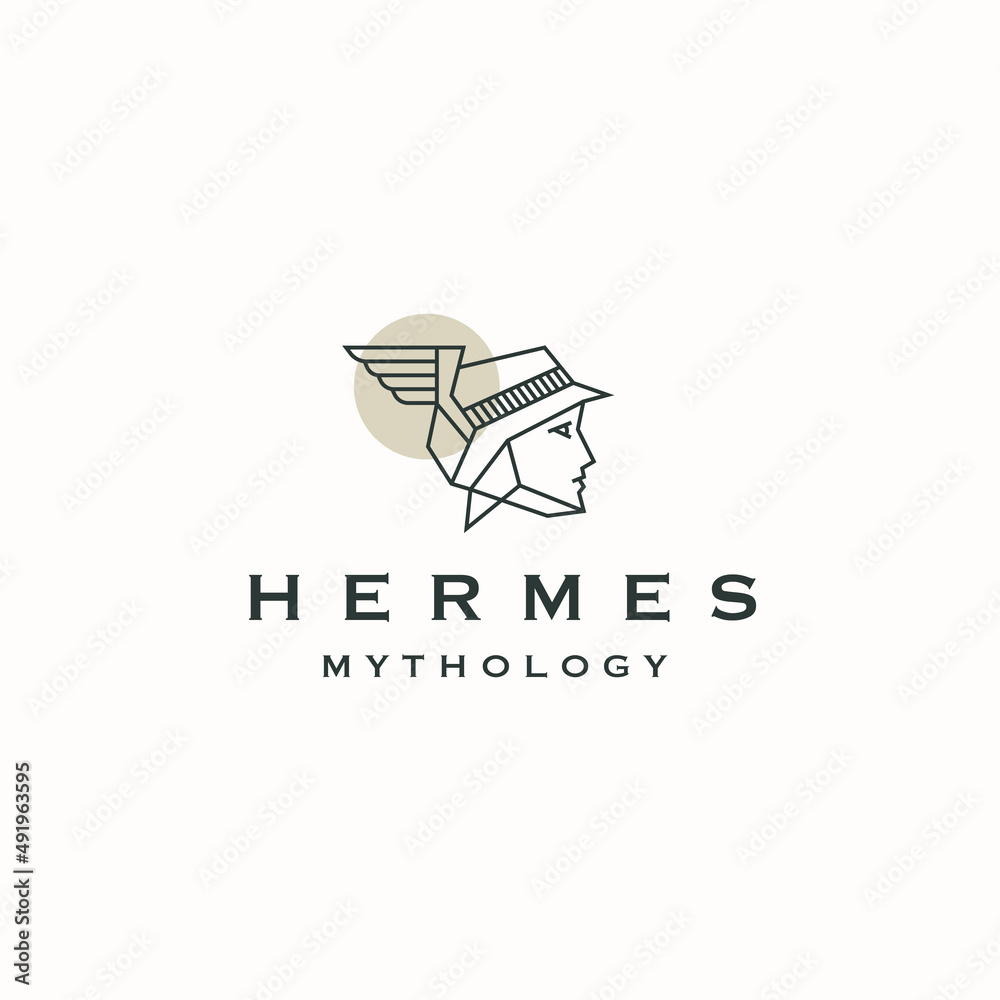 Hermes Olympian ancient Greek god logo icon design template flat vector ...