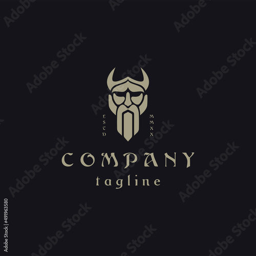 Odin god in norse logo icon design template flat vector