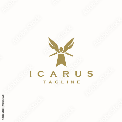  Icarus Greek mythology the son of the master craftsman Daedalus logo icon design template flat vector photo