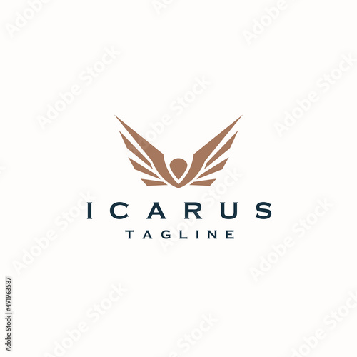  Icarus Greek mythology the son of the master craftsman Daedalus logo icon design template flat vector