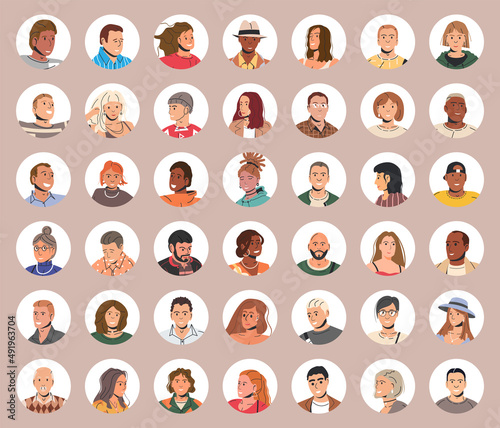 Fototapeta Naklejka Na Ścianę i Meble -  Different People Avatars. Set of User Portraits