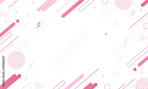 【ピンク】幾何学模様背景・メンフィスのフレームパターン素材
