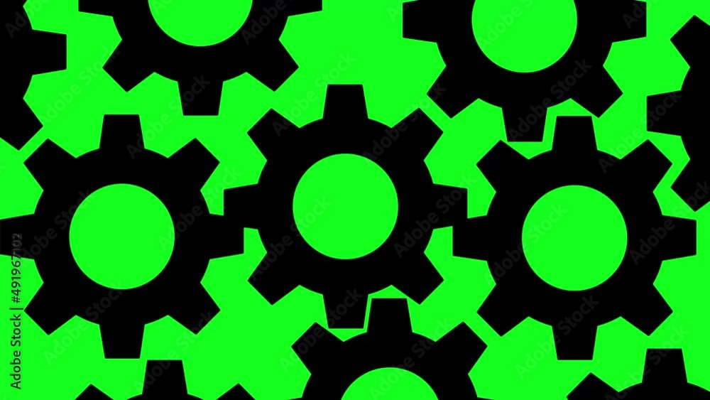Technology and Automation Icons Rotating on Green Screen 4K Animation. Setting icons Seamless