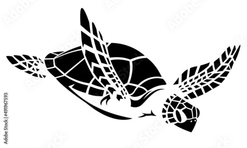 vector black sea turtle swimming