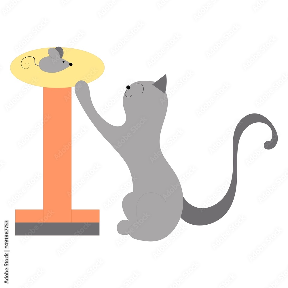 Obraz premium Vector illustration of a cute kitten.