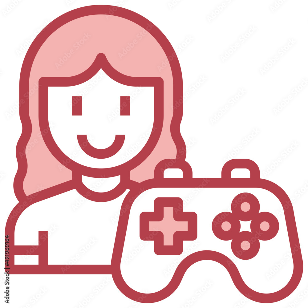 GAMER red line icon,linear,outline,graphic,illustration GAMER red line icon,linear,outline,graphic,illustration