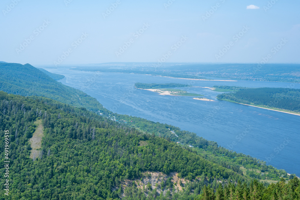 Coast of the Volga River near the town of Zhigulevsk. Zhiguli mountains. Samarskaya Luka.