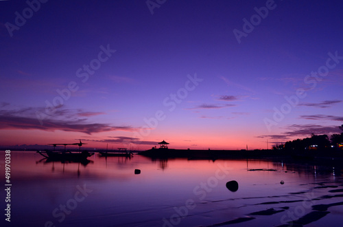 After sunset at Mertasari Beach, Sanur, Bali Province, Indonesia photo