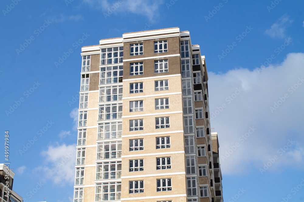 Facades of modern city houses in a metropolis