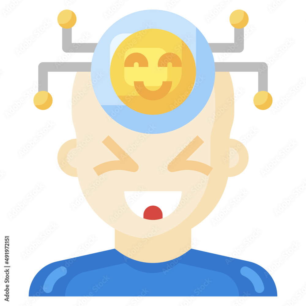 HAPPY flat icon,linear,outline,graphic,illustration