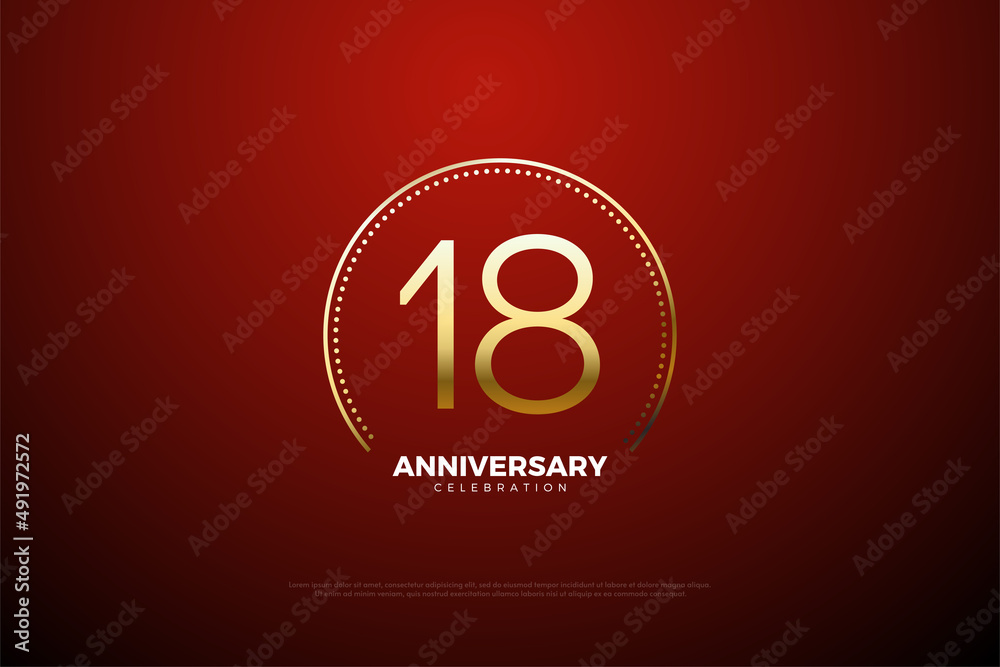 18th anniversary background with number illustration. Stock Vector