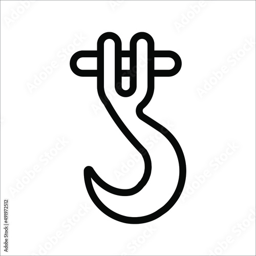 Black Industrial hook icon. vector illustration on white background. Crane hook icon.