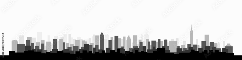 Simplicity modern cityscape skyline on white background.