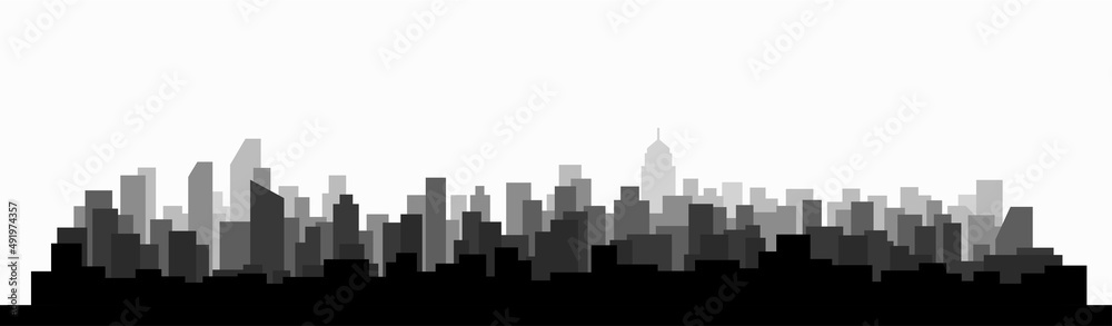 Simplicity modern cityscape skyline on white background. - obrazy, fototapety, plakaty 