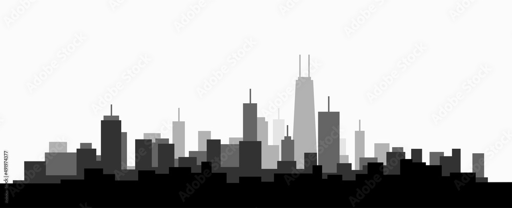 Naklejka premium Simplicity modern cityscape skyline on white background.