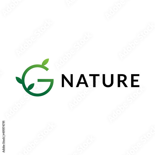 letter G with leaf logo design