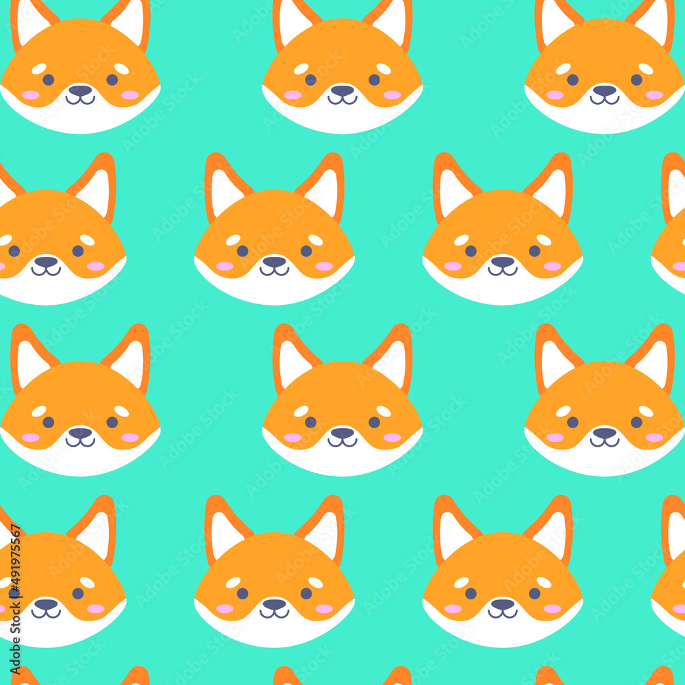 pattern with red dog. dog head in a seamless pattern. vector illustration, eps 10. pattern with red dog. dog head in a seamless pattern. vector illustration, eps 10.