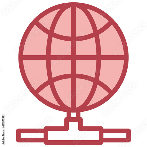 GLOBAL red line icon linear outline graphic illustration