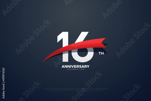 16th anniversary background with numbers illustration. photo
