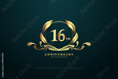 16th anniversary background with numbers illustration.