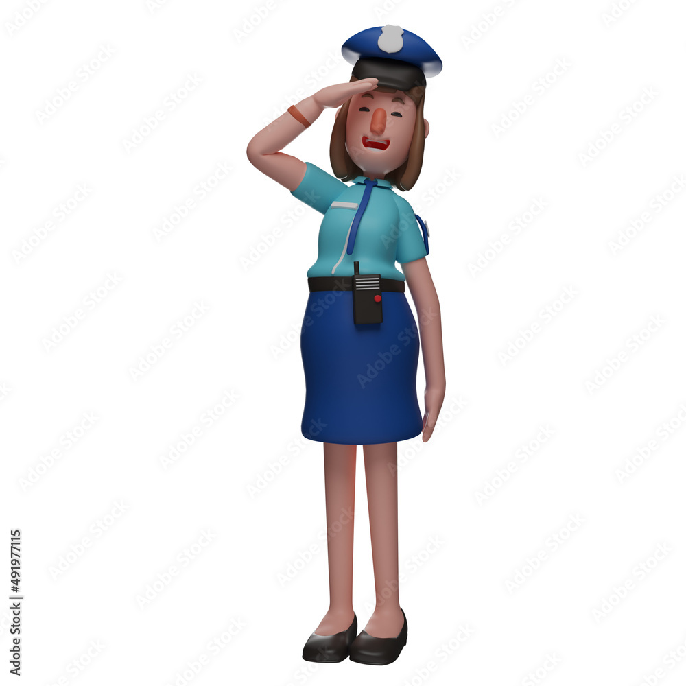 3D Police Woman Design showing salute poses 3D Police Woman Design showing salute poses
