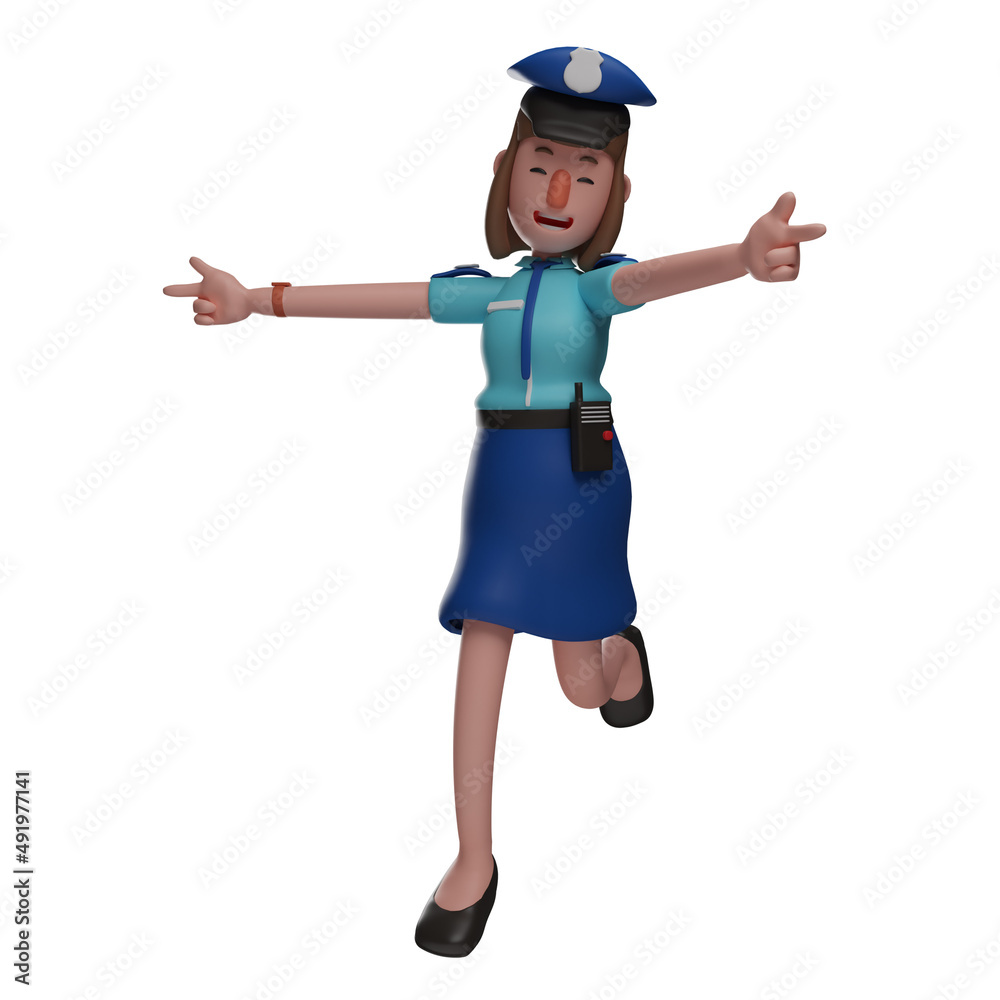 3D Police Woman Cartoon Character with cute poses 3D Police Woman Cartoon Character with cute poses