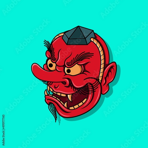 Japanese tengu mask, Vector illustration eps.10