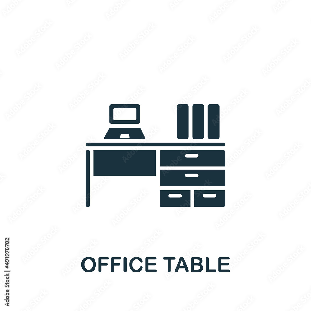 Office Table icon. Monochrome simple Office Table icon for templates, web design and infographics Office Table icon. Monochrome simple Office Table icon for templates, web design and infographics