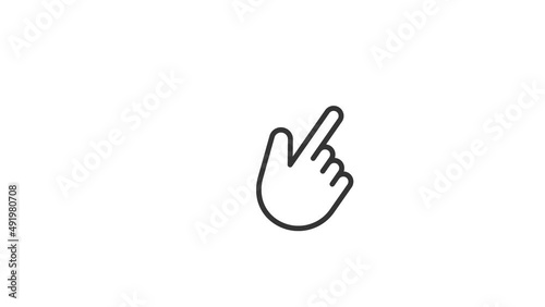 Finger swipe left gesture animation on the white transparent background with alpha channel included.