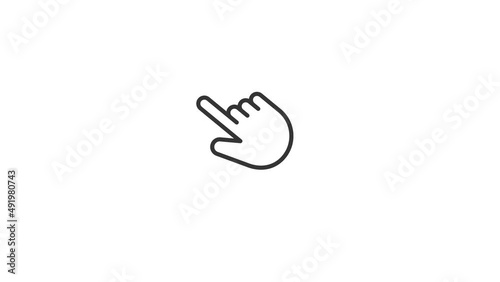Finger swipe down gesture animation on the white transparent background with alpha channel included.