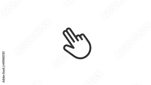 Two fingers swipe up animation on the white transparent background with alpha channel included.