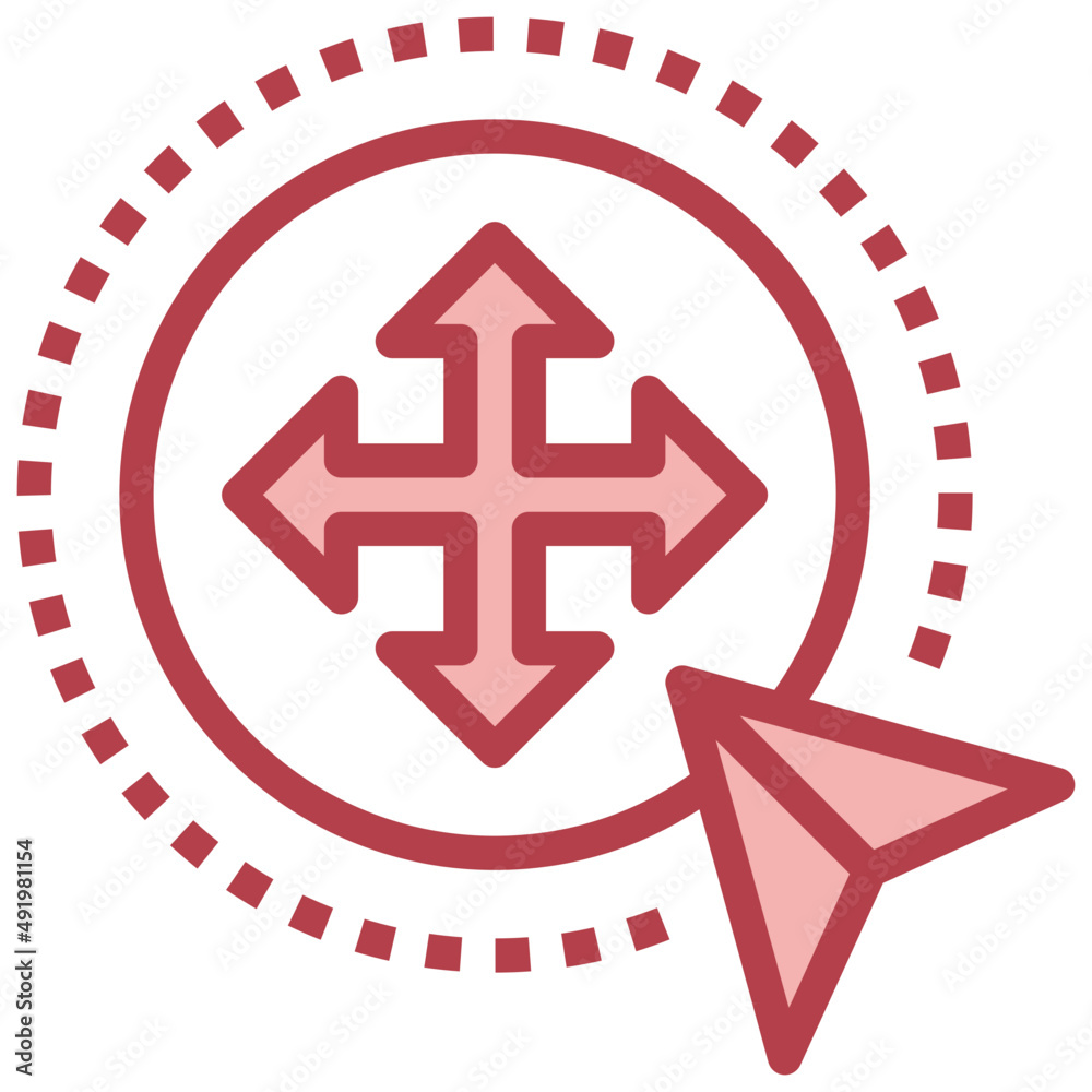 Fototapeta premium MOVE red line icon,linear,outline,graphic,illustration