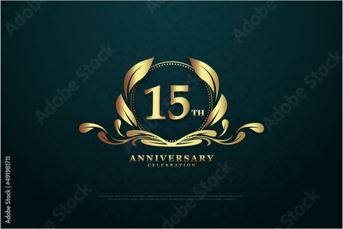 15th anniversary background with number illustration.