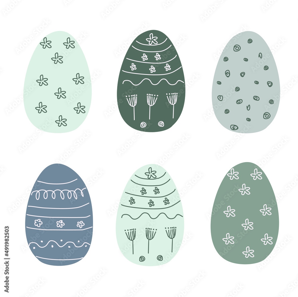easter eggs in gender gray colors hand drawn on a white background easter eggs in gender gray colors hand drawn on a white background