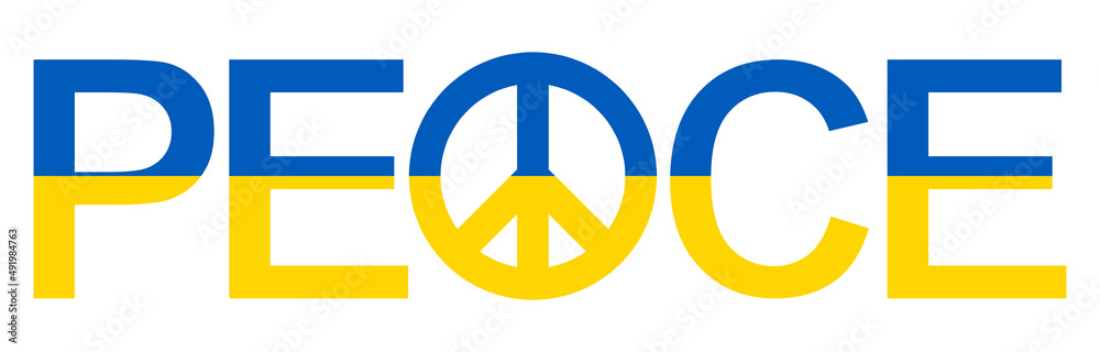ukraine country colors peace letters with peace sign