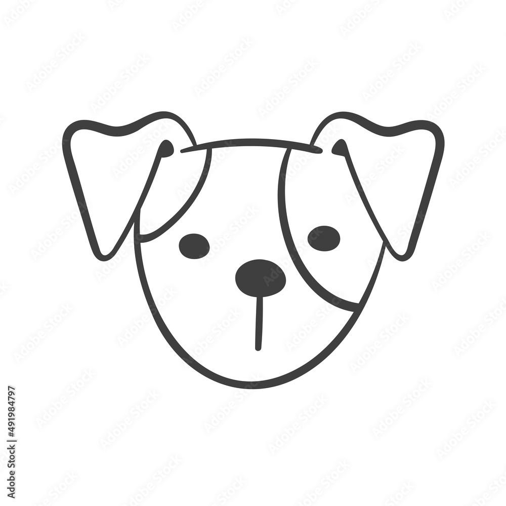Hand drawn lines. The face of an adorable Jack Russell Terrier puppy. Hand drawn lines. The face of an adorable Jack Russell Terrier puppy.