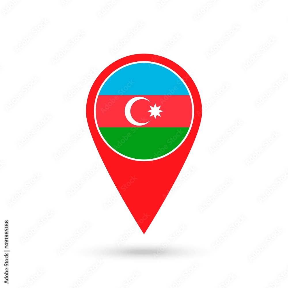 Map pointer with contry Azerbaijan. Azerbaijan flag. Vector illustration. Map pointer with contry Azerbaijan. Azerbaijan flag. Vector illustration.