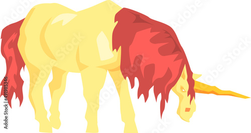 Unicorn with Mane and Horn as Fantastic Creature and Monster from Mythology