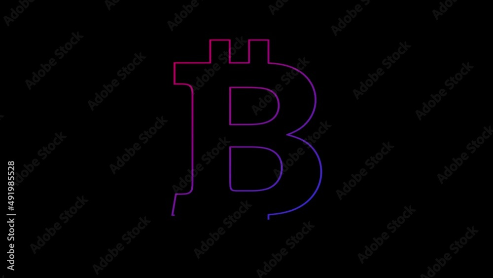 Bitcoin blockchain crypto currency and digital money line symbol loopable background. Cyber technology abstract concept icon seamless and loop simple animation.